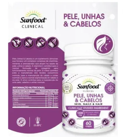 Pele Unhas & Cabelos Sunfood 60 Caps