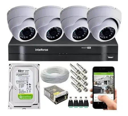 Kit completo com 4 Cameras Intelbras
