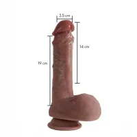 PRÓTESE PENIANA REALÍSTICA 19CM COM VENTOSA REVESTIDA COM SILICONE LÍQUIDO - Foto 2