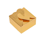 Caixa Coração para 4 doces Ouro - Pct c/ 10 unidades - 6,5 cm x 6,5 cm x 3,5 cm