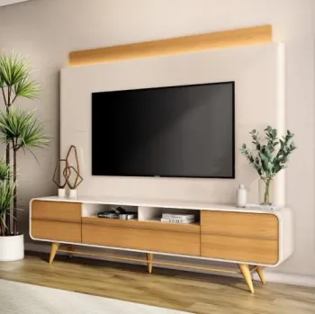 Home Theater até 85? Nobre Off White/Cinamono – HB MÓVEIS