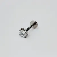 Labret em Titânio 1.2mm - SQUARE com PEDRA BRANCA 3mm  TIT14 - Foto 3