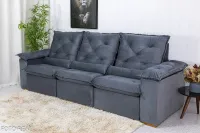 Sofá Retrátil Reclinável 2.70m Roma/porto madero  Veludo 1 - D28 le Estofados - Foto 5