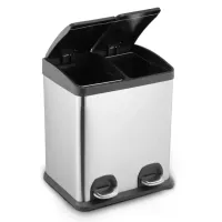 Lixeira inox c/pedal 2 compartimentos de 15l. escovado - Foto 2