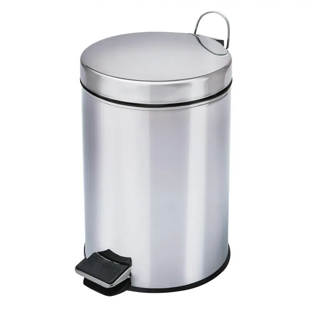 Lixeira inox redonda c/pedal 8l. polido Gruplast Imagem