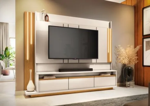 Home Theater até 75? Montane Off White/Cinamono – HB MÓVEIS