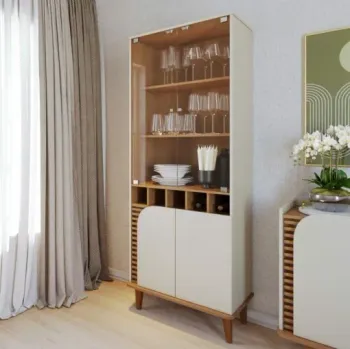 Cristaleira Jurerê Off White Matte/Freijó – COLIBRI