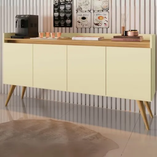 Buffet 4 Portas Gold Pérola/Mel – MÓVEIS PRIMUS Imagem