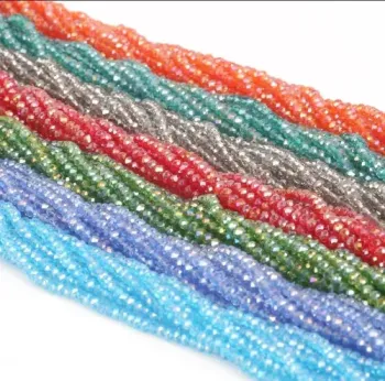 25 Fios Cristal de vidro flat 4mm cera de 120 contas