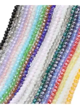 25 Fios Cristal 2mm - Missanga De Vidro Tipo Flat cerca de 140 contas 