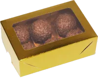 Caixa Laminada Ouro com visor para 4, 6,10,20 doces - Pct c/ 10 unidades - Foto 2