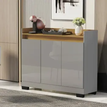 Buffet 3 Portas Real Cinza/Mel – MÓVEIS PRIMUS