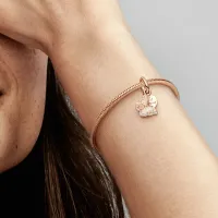 Berloque pendente duplo borboleta rose vazada– em Prata925