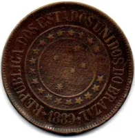 1889 - 40 Réis - Moeda Brasil - C/ Danos