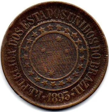 1893 - 40 Réis - ERRO: Cunho Entupido - Moeda Brasil