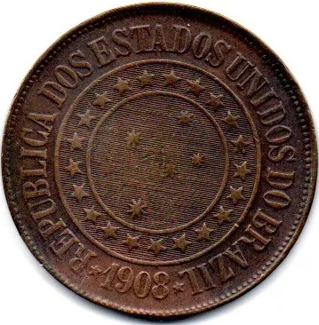 1908 - 40 Réis - Moeda Brasil