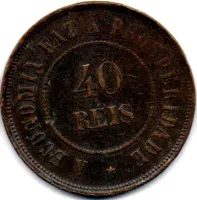 1908 - 40 Réis - Moeda Brasil - Foto 2