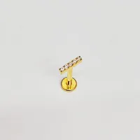Labret em Titânio PVD DOURADO 1.2mm - BARRINHA  com PEDRAS  TIT23 - Foto 3