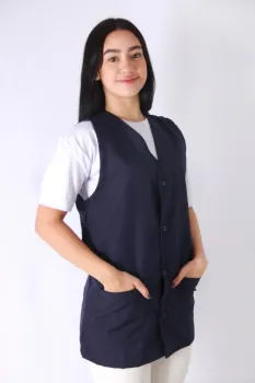  jaleco colete Feminino de Oxford Sem Manga -  Azul Marinho ou Branco