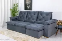 Sofá Retrátil Reclinável 2.70m Roma Veludo 1 - D28 Soft RF