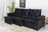 Sofá Retrátil Reclinável 2.70m Roma Veludo 1 - D28 Soft RF - Foto 2