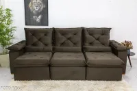 Sofá Retrátil Reclinável 2.70m Roma Veludo 1 - D28 Soft RF - Foto 3