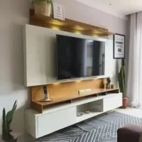 Estante Home até 65? Vera TB113L Off White/Freijó – DALLA COSTA