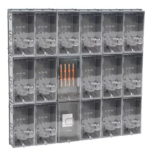 Caixa de Luz  para 26 Relogios PADRAO ENEL - KIT COMPLETO PADRÃO ELETROPAULO PARA 26 MEDIDORES BIFÁSICO (POLICARBONATO) COM CABO 50MM Imagem