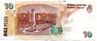 Argentina - 10 Pesos - Cédula Estrangeira - Foto 2