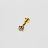Labret  AÇO CIRÚRGICO PVD DOURADO 1.2mm com PEDRA ANATÕMICA PUSH PIN PVD02 - Foto 3