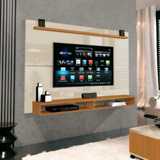 Painel até 65? Maxi Off White/Cedro – EDN MÓVEIS