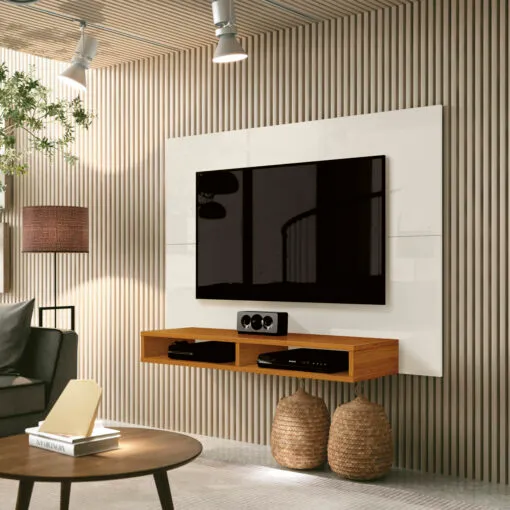 Painel até 43? Fox New Off White/Cedro – EDN MÓVEIS Imagem