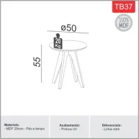 Mesa de Canto 50cm TB37 Freijó/Off White – DALLA COSTA - Foto 2