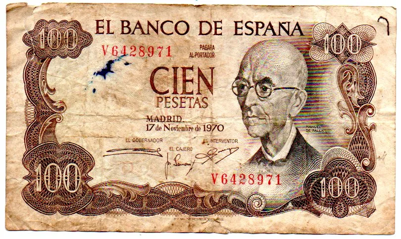 Espanha - 100 Pesetas - Cédula Estrangeira