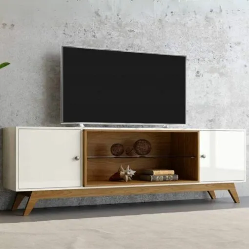 Rack até 60? Thor R418 Off White/Freijó – DALLA COSTA Imagem