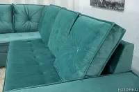 Sofá Canto 5 lugares com Puff Alemanha Veludo Verde Tiffany A40 - Foto 3