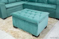 Sofá Canto 5 lugares com Puff Alemanha Veludo Verde Tiffany A40 - Foto 5