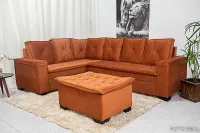 Sofá Canto 5 lugares com Puff Alemanha Veludo Terracota A33 - Foto 2
