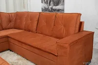 Sofá Canto 5 lugares com Puff Alemanha Veludo Terracota A33 - Foto 4