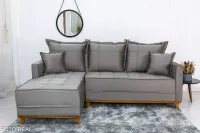 Sofá 3 Lug. Com Chaise Milão Larg. 2.30m Veludo Cinza 813 - Molas Ensacadas - Foto 2