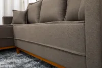 Sofá 3 Lug. Com Chaise Milão Larg. 2.30m Linho Marrom 1007 - Molas Ensacadas - Foto 3