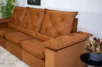 Sofá Retrátil Reclinável 2.70m Roma Veludo Terracota 24 - D28 Soft - Foto 2