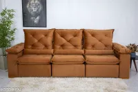 Sofá Retrátil Reclinável 2.70m Roma Veludo Terracota 24 - D28 Soft