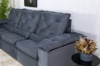 Sofá Retrátil Reclinável 2.70m Roma Veludo Cinza 20 - D28 Soft - Foto 3