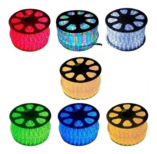 Mangueira Redonda Luminosa LED Varias Cores Rolo 100mts