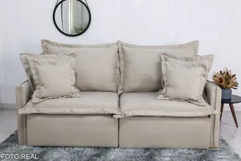 Sofá Retrátil Reclinável 2.00m Lima Linho Bege A57 - Sem Caixa - Foto 2