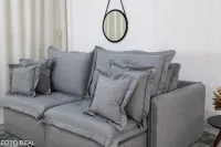 Sofá Retrátil Reclinável 2.00m Lima Linho Cinza A59 - Sem Caixa - Foto 3