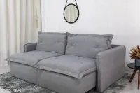 Sofá Retrátil Reclinável 2.00m Lima Linho Cinza A59 - Sem Caixa - Foto 5