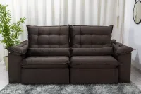 Sofá Retrátil Reclinável 2.00m Emanuelly Veludo Marrom - D28 Soft - Foto 2