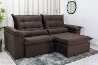 Sofá Retrátil Reclinável 2.00m Emanuelly Veludo Marrom - D28 Soft - Foto 5